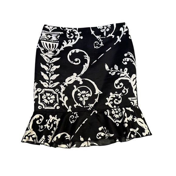 White House Black Market Pencil Skirt Size 2 Black White Floral Print - Picture 2 of 11